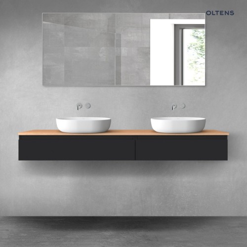 Oltens Vernal zestaw mebli łazienkowych 180 cm z blatem czarny mat/dąb 68565300