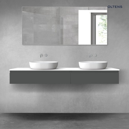 Oltens Vernal zestaw mebli łazienkowych 180 cm z blatem grafit mat/biały połysk 68574400