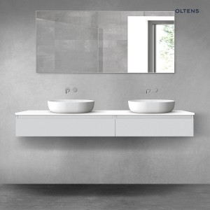 Oltens Vernal zestaw mebli łazienkowych 180 cm z blatem szary mat/biały połysk 68574700