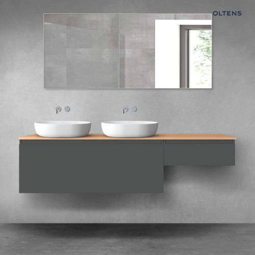 Oltens Vernal zestaw mebli łazienkowych 180 cm z blatem grafit mat/dąb 68602400