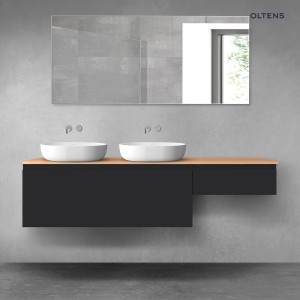 Oltens Vernal zestaw mebli łazienkowych 180 cm z blatem czarny mat/dąb 68602300