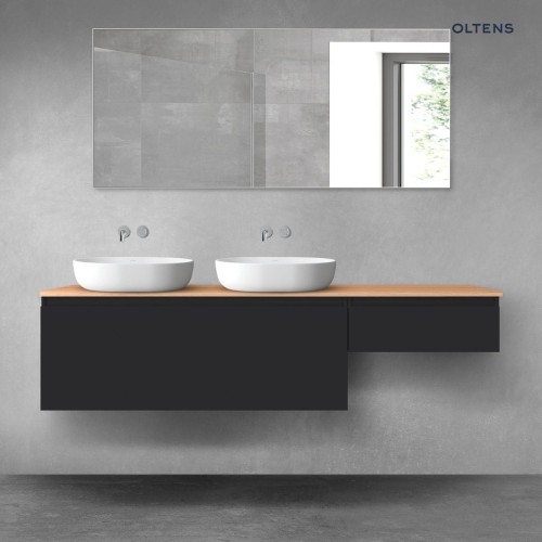 Oltens Vernal zestaw mebli łazienkowych 180 cm z blatem czarny mat/dąb 68602300