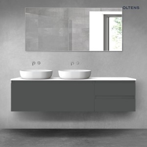 Oltens Vernal zestaw mebli łazienkowych 180 cm z blatem grafit mat/biały połysk 68608400