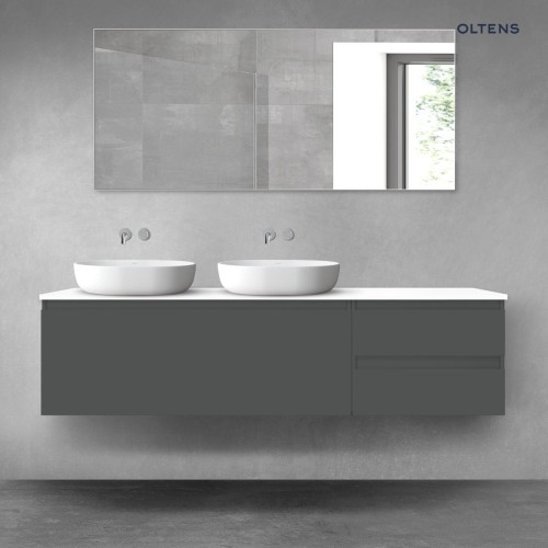 Oltens Vernal zestaw mebli łazienkowych 180 cm z blatem grafit mat/biały połysk 68608400