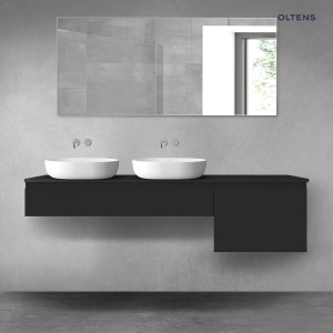 Oltens Vernal zestaw mebli łazienkowych 180 cm z blatem czarny mat 68595300