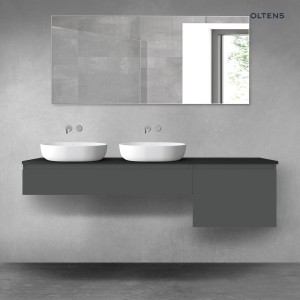 Oltens Vernal zestaw mebli łazienkowych 180 cm z blatem grafit mat/czarny mat 68622400