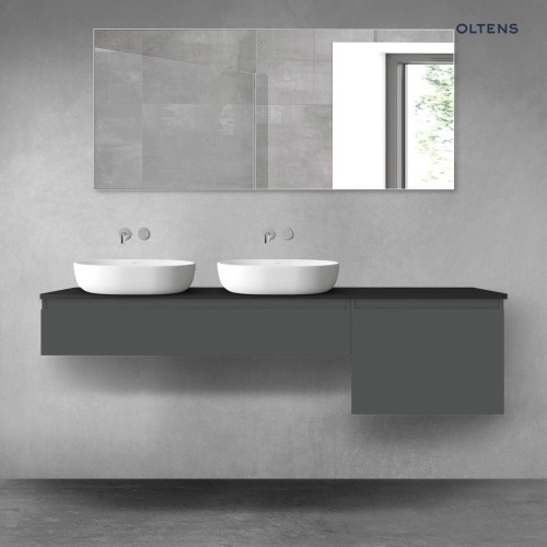 Oltens Vernal zestaw mebli łazienkowych 180 cm z blatem grafit mat/czarny mat 68622400