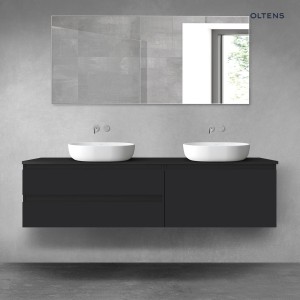 Oltens Vernal zestaw mebli łazienkowych 180 cm z blatem czarny mat 68557300