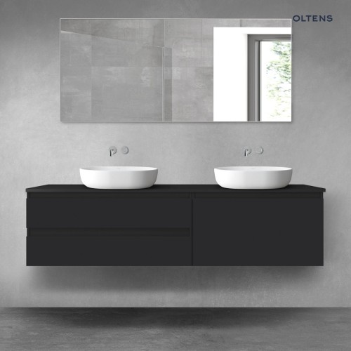 Oltens Vernal zestaw mebli łazienkowych 180 cm z blatem czarny mat 68557300