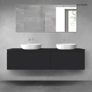 Oltens Vernal zestaw mebli łazienkowych 180 cm z blatem czarny mat 68559300