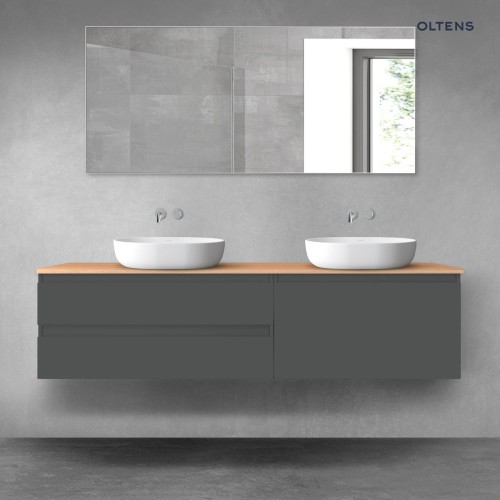 Oltens Vernal zestaw mebli łazienkowych 180 cm z blatem grafit mat/dąb 68567400