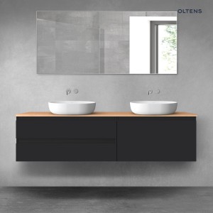 Oltens Vernal zestaw mebli łazienkowych 180 cm z blatem czarny mat/dąb 68567300