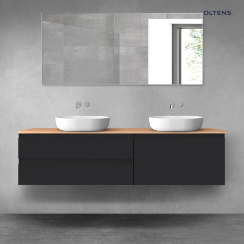 Oltens Vernal zestaw mebli łazienkowych 180 cm z blatem czarny mat/dąb 68567300
