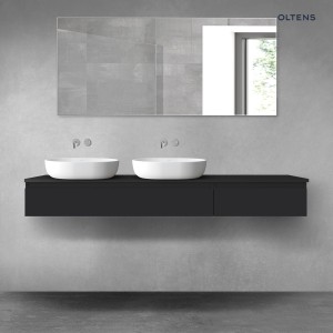 Oltens Vernal zestaw mebli łazienkowych 180 cm z blatem czarny mat 68592300