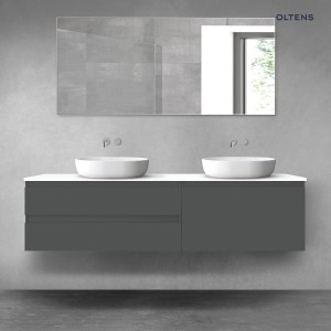Oltens Vernal zestaw mebli łazienkowych 180 cm z blatem grafit mat/biały połysk 68576400