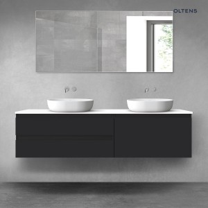 Oltens Vernal zestaw mebli łazienkowych 180 cm z blatem czarny mat/biały połysk 68576300