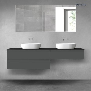 Oltens Vernal zestaw mebli łazienkowych 180 cm z blatem grafit mat/czarny mat 68582400