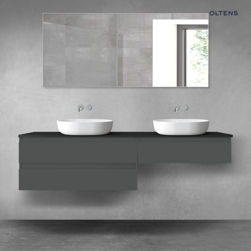Oltens Vernal zestaw mebli łazienkowych 180 cm z blatem grafit mat/czarny mat 68582400