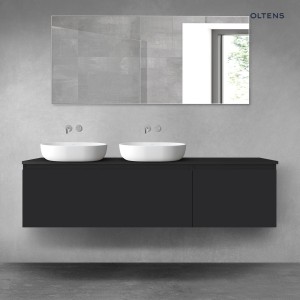 Oltens Vernal zestaw mebli łazienkowych 180 cm z blatem czarny mat 68596300