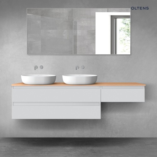 Oltens Vernal zestaw mebli łazienkowych 180 cm z blatem szary mat/dąb 68600700