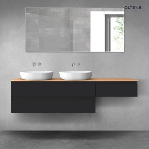 Oltens Vernal zestaw mebli łazienkowych 180 cm z blatem czarny mat/dąb 68600300