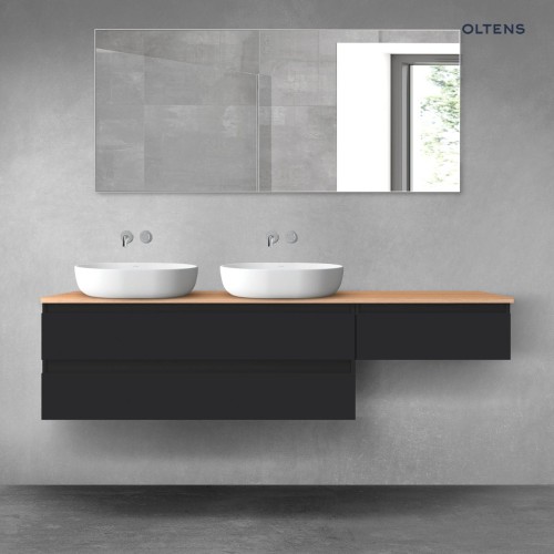 Oltens Vernal zestaw mebli łazienkowych 180 cm z blatem czarny mat/dąb 68600300