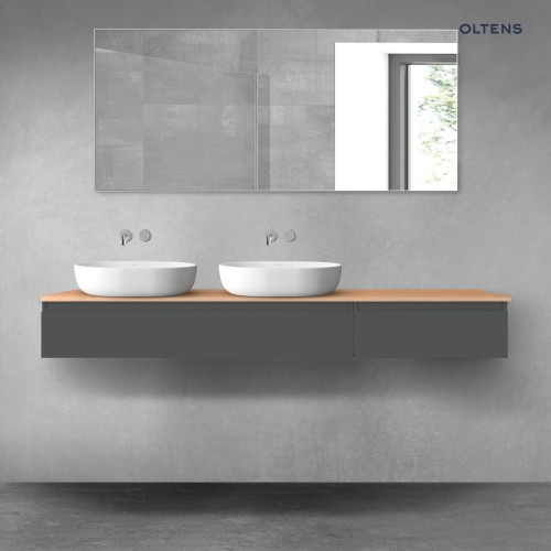 Oltens Vernal zestaw mebli łazienkowych 180 cm z blatem grafit mat/dąb 68601400