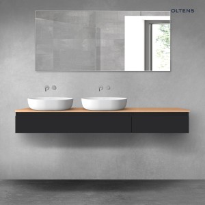 Oltens Vernal zestaw mebli łazienkowych 180 cm z blatem czarny mat/dąb 68601300