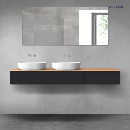 Oltens Vernal zestaw mebli łazienkowych 180 cm z blatem czarny mat/dąb 68601300