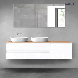 Oltens Vernal zestaw mebli łazienkowych 180 cm z blatem biały połysk/dąb 68603000