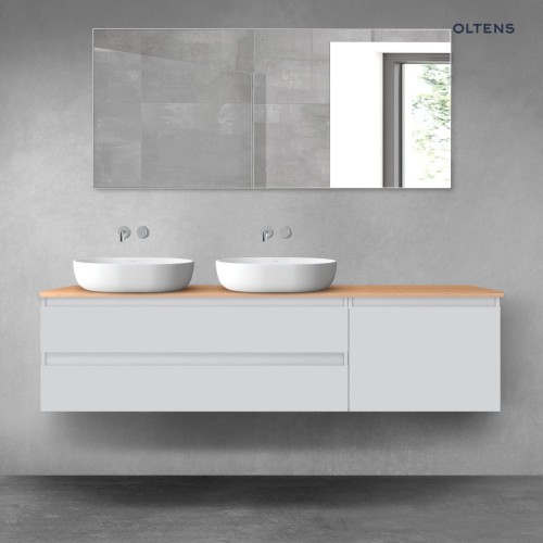 Oltens Vernal zestaw mebli łazienkowych 180 cm z blatem szary mat/dąb 68603700