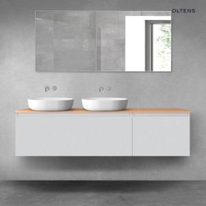 Oltens Vernal zestaw mebli łazienkowych 180 cm z blatem szary mat/dąb 68605700