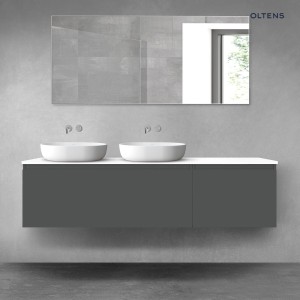 Oltens Vernal zestaw mebli łazienkowych 180 cm z blatem grafit mat/biały połysk 68614400