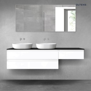 Oltens Vernal zestaw mebli łazienkowych 180 cm z blatem biały połysk/czarny mat 68618000