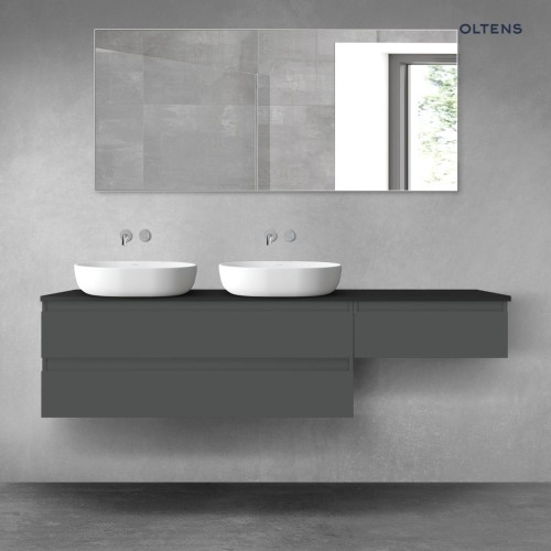 Oltens Vernal zestaw mebli łazienkowych 180 cm z blatem grafit mat/czarny mat 68618400