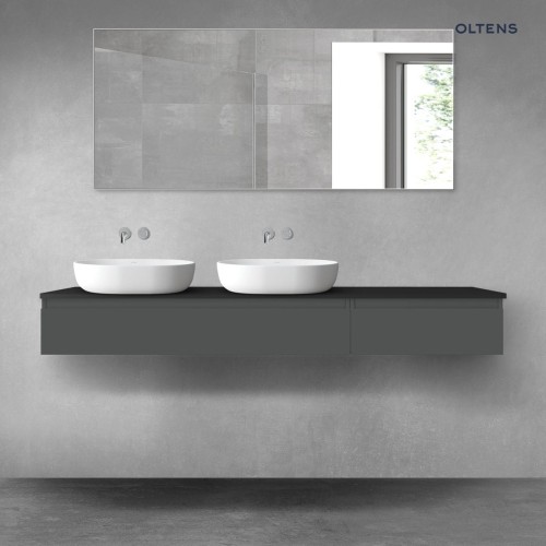 Oltens Vernal zestaw mebli łazienkowych 180 cm z blatem grafit mat/czarny mat 68619400