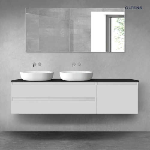 Oltens Vernal zestaw mebli łazienkowych 180 cm z blatem szary mat/czarny mat 68621700