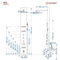 Panel prysznicowy Corsan NEO Termostat Stal GunMetal Wylewka
