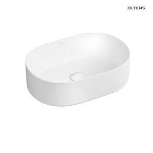 Oltens Lom Thin umywalka 45x30 cm owalna nablatowa biała 40327000