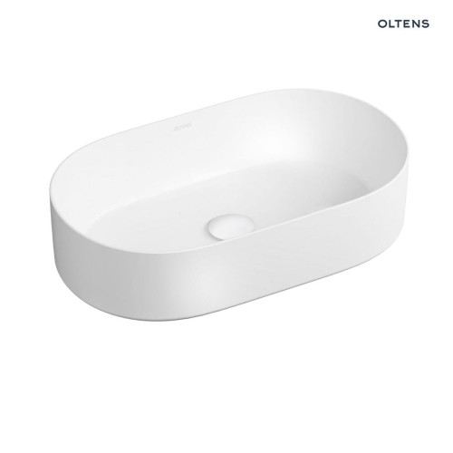Oltens Lom Thin umywalka 52x30 cm owalna nablatowa z powłoką SmartClean biała 40828000