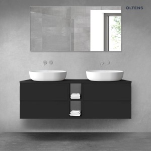 Oltens Vernal zestaw mebli łazienkowych 140 cm z blatem czarny mat 68625300