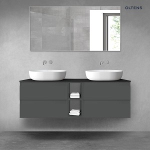 Oltens Vernal zestaw mebli łazienkowych 140 cm z blatem grafitowy mat/czarny mat 68628400