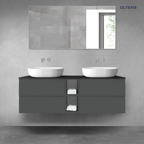 Oltens Vernal zestaw mebli łazienkowych 140 cm z blatem grafitowy mat/czarny mat 68628400