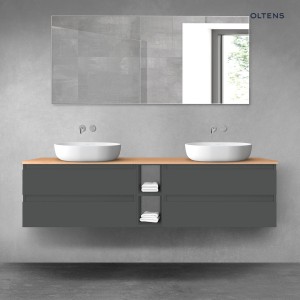 Oltens Vernal zestaw mebli łazienkowych 180 cm z blatem grafitowy mat/dąb 68630400
