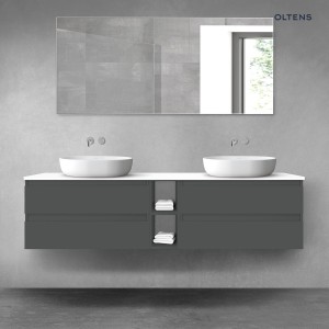 Oltens Vernal zestaw mebli łazienkowych 180 cm z blatem grafitowy mat/bały połysk 68631400