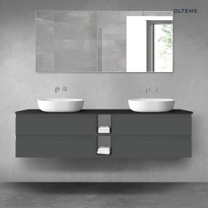 Oltens Vernal zestaw mebli łazienkowych 180 cm z blatem grafitowy mat/czarny mat 68632400