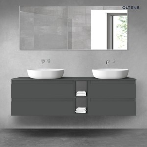 Oltens Vernal zestaw mebli łazienkowych 160 cm z blatem grafit mat 68633400