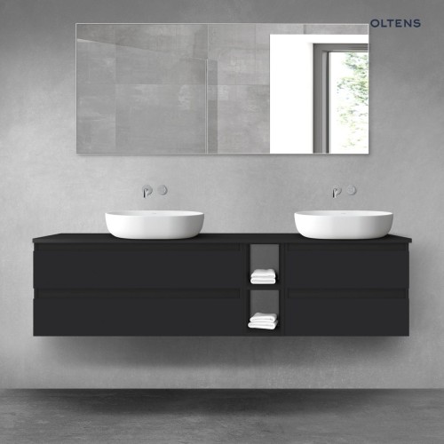 Oltens Vernal zestaw mebli łazienkowych 180 cm z blatem czarny mat 68637300