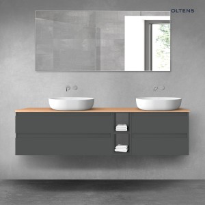 Oltens Vernal zestaw mebli łazienkowych 180 cm z blatem grafitowy mat/dąb 68638400