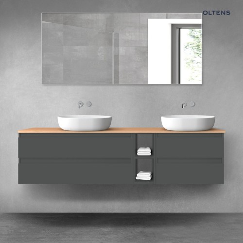 Oltens Vernal zestaw mebli łazienkowych 180 cm z blatem grafitowy mat/dąb 68638400